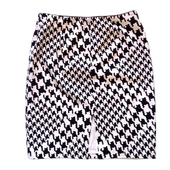 WHBM Houndstooth Variegated Graphic Pencil Skirt Black White 4 6 Small - Picture 5 of 10